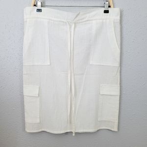 Allen by A.B.S. White Cotton Drawstring Cargo Knee Length Straight Skirt Size 6
